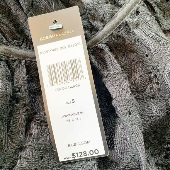 BCBGMAXAZRIA Lace Halter Top Blouse Womens Medium Black NEW - Picture 6 of 6